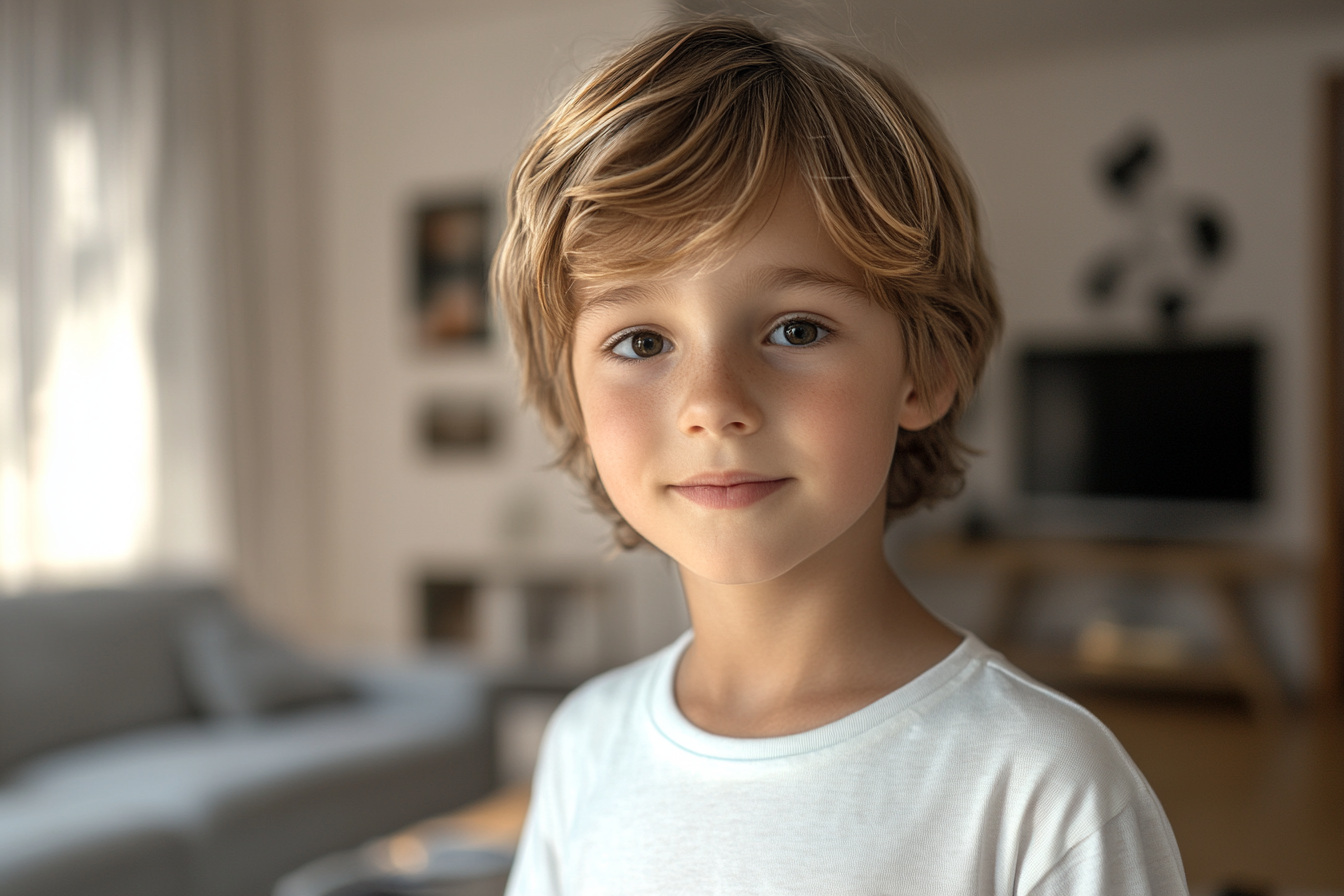 A boy standing in a living room | Source: Midjourney