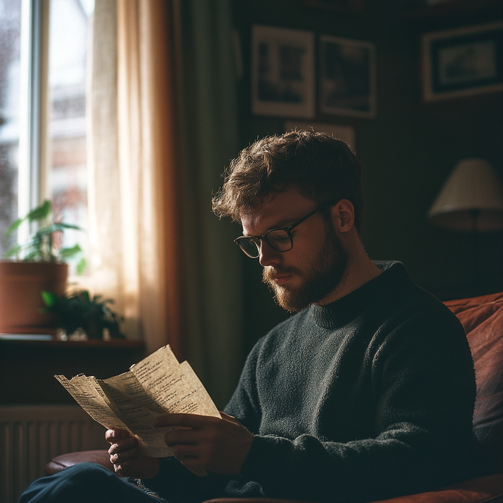 A man reading a letter | Source: Midjourney