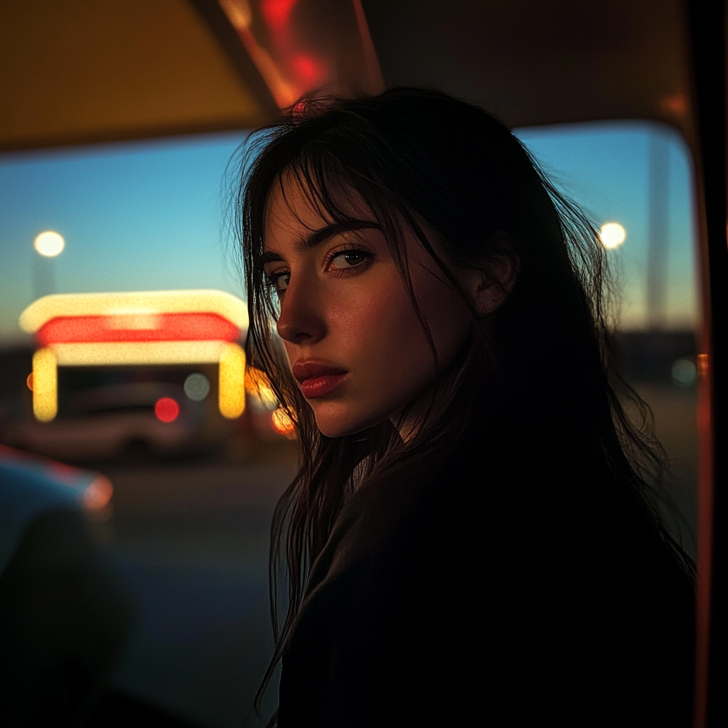 Woman at a gas station | Source: Midjourney