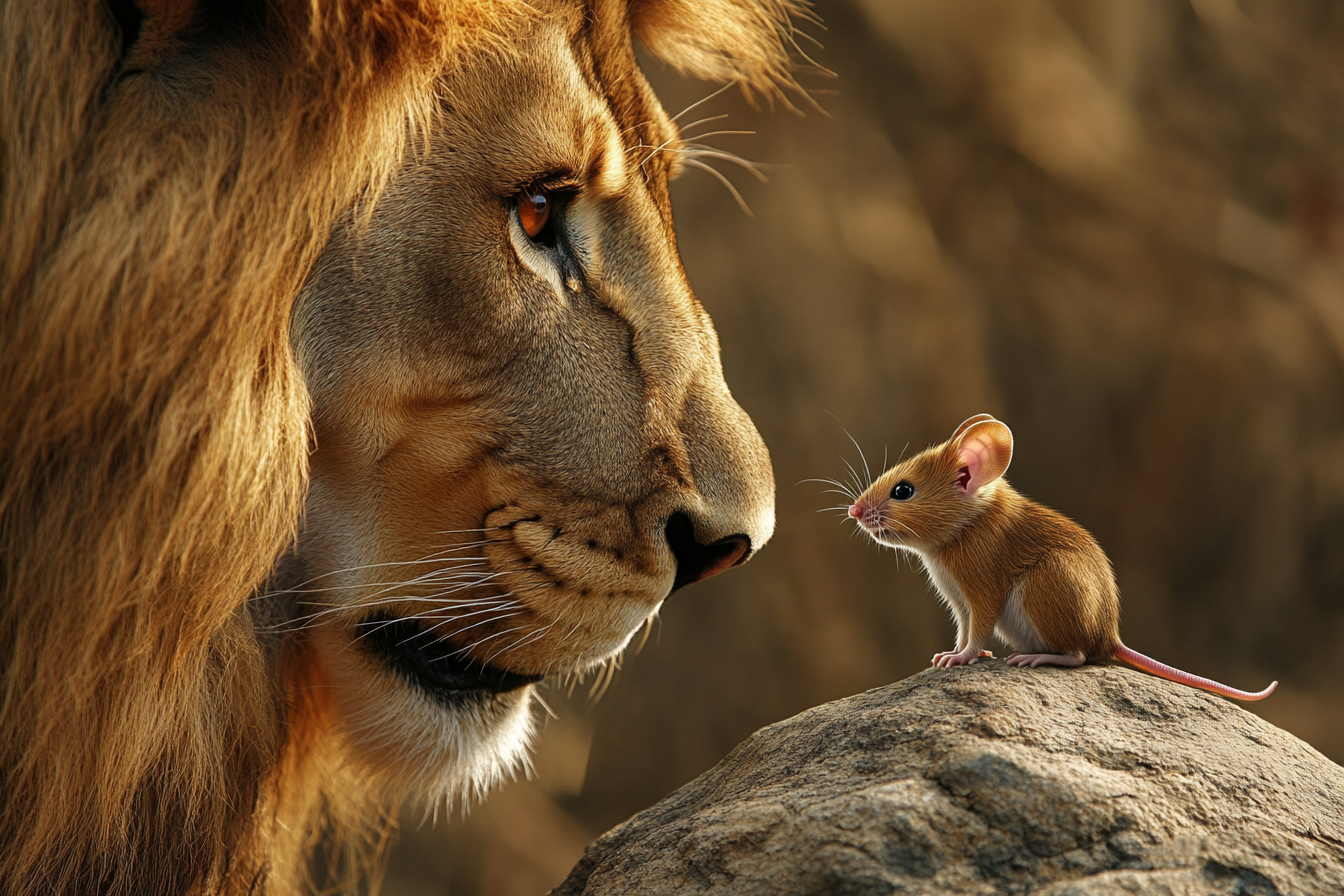 A lion and a mouse | Source: Midjourney