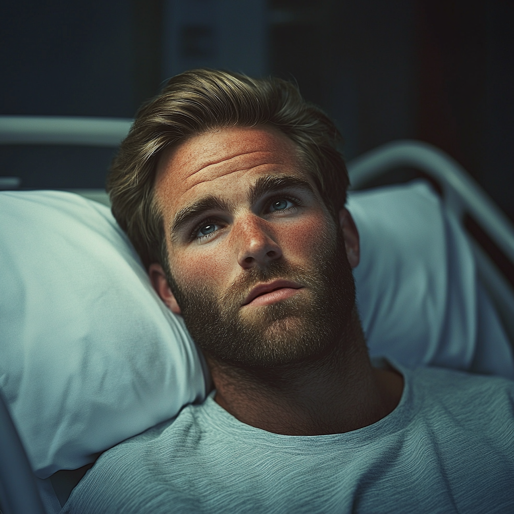 A man lying in a hospital bed | Source: Midjourney