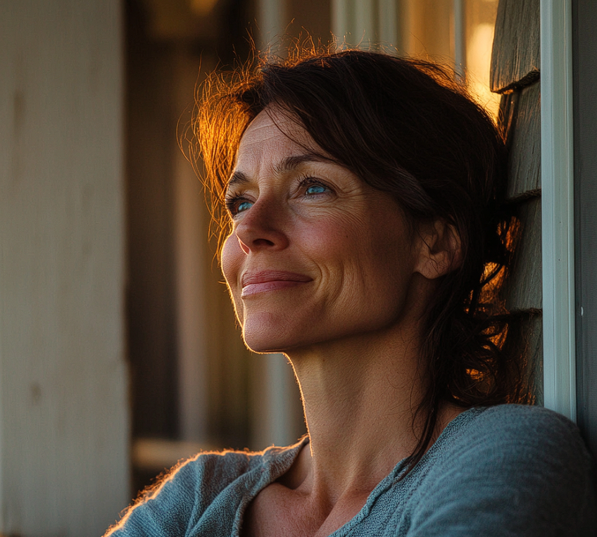 An emotional woman watching the sun rise | Source: Midjourney