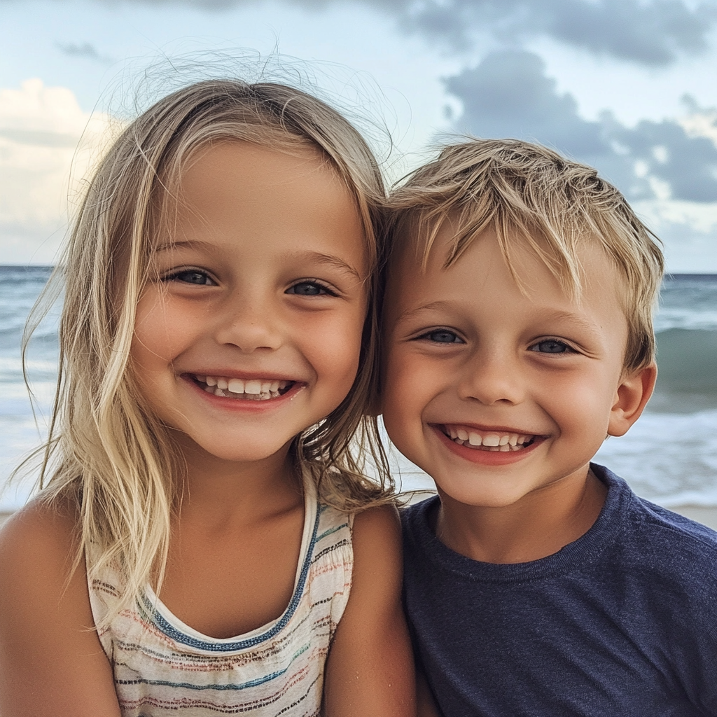 Two children at the beach | Source: Midjourney