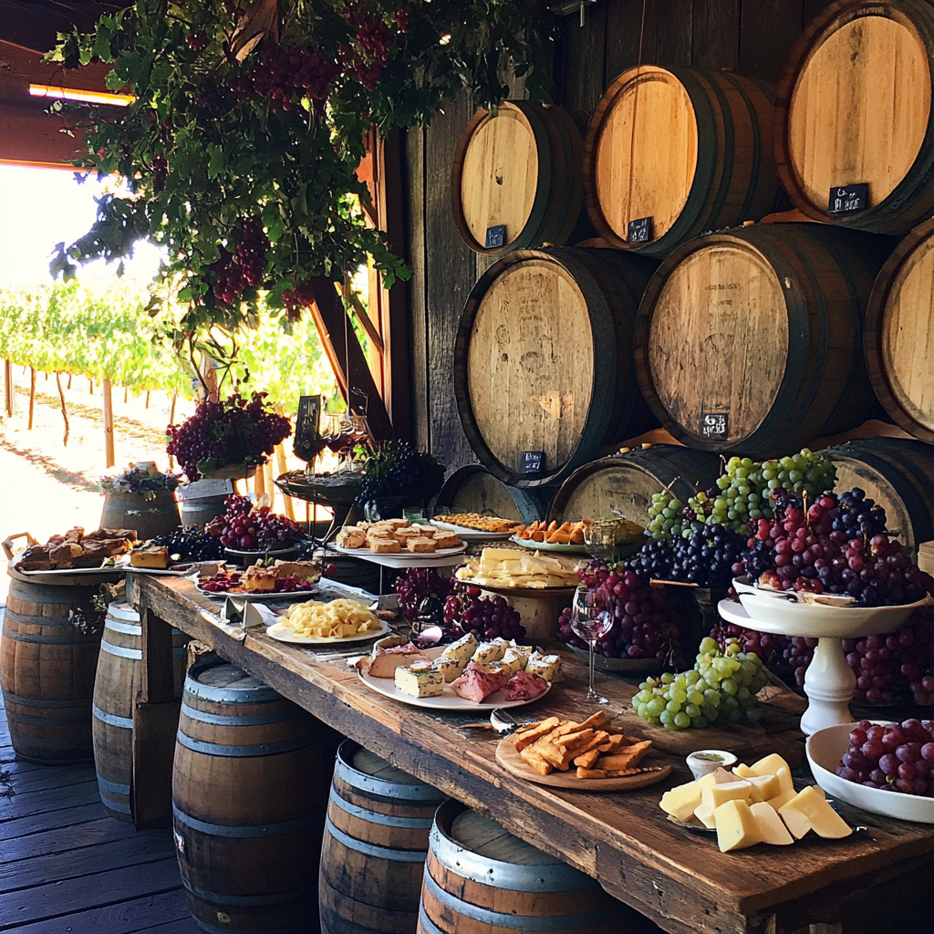 A food display at a vineyard | Source: Midjourney