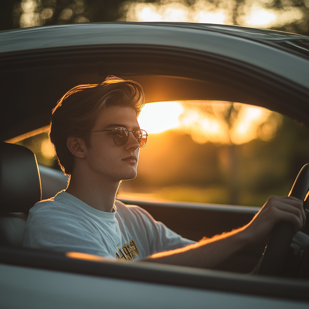 Um adolescente dirigindo seu carro | Fonte: Midjourney