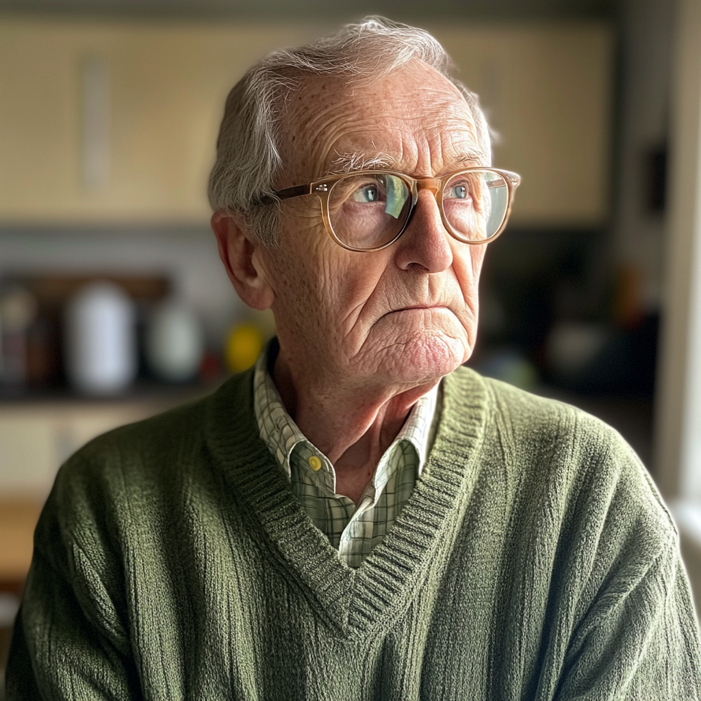 An old man standing in a kitchen | Source: Midjourney
