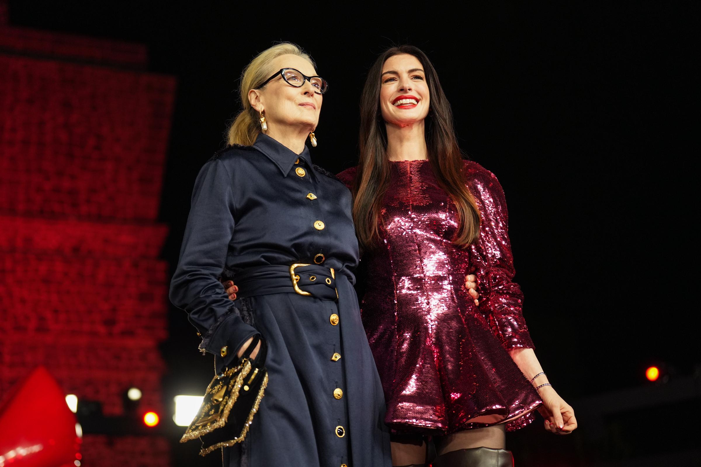 Anne Hathaway and Meryl Streep attend the red carpet for the movie "The Devil Wears Prada 2" at Anahuacalli Museum on March 30, 2026 in Mexico City, Mexico. | Source: Getty Images