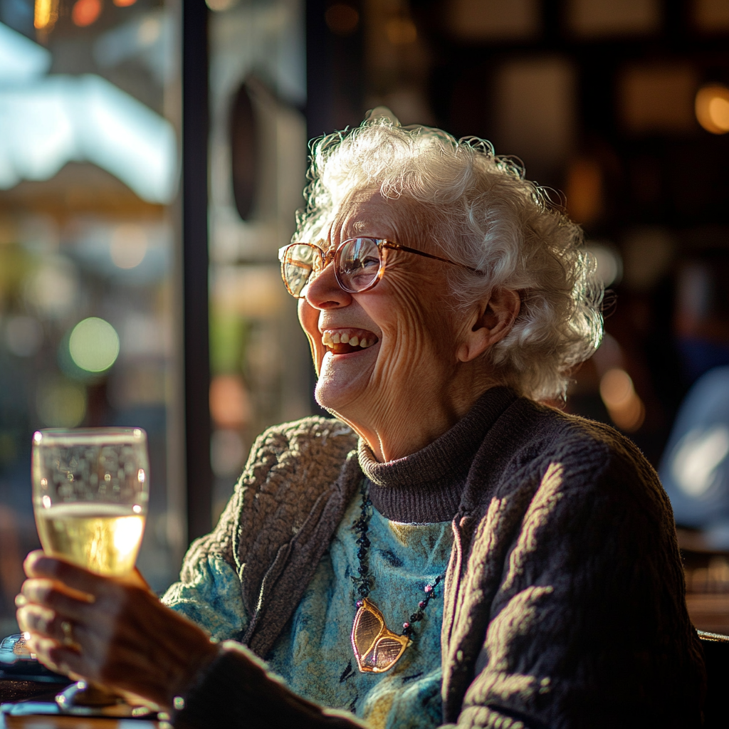 A laughing elderly woman | Source: Midjourney