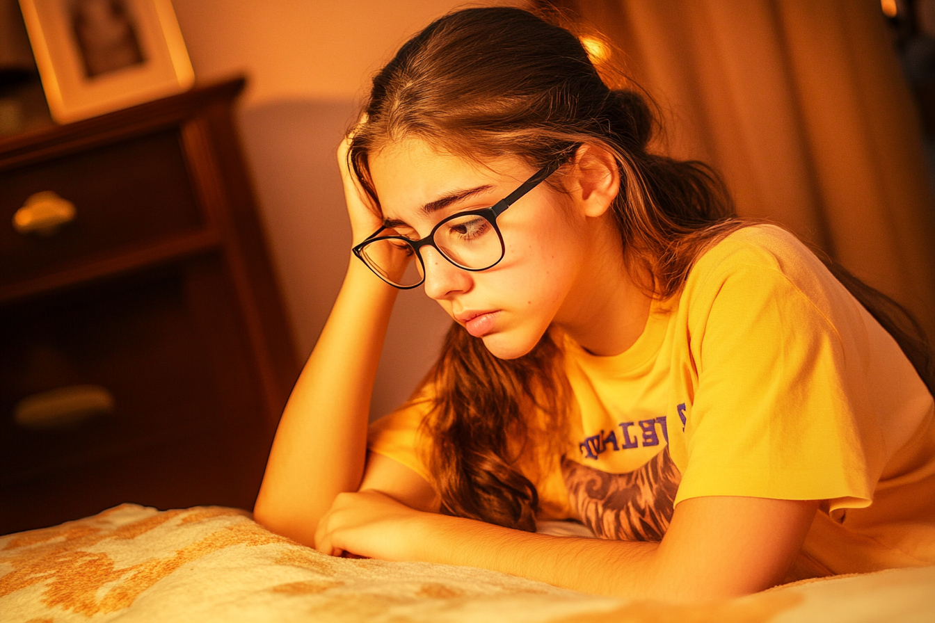 A teen girl by a bed | Source: Midjourney