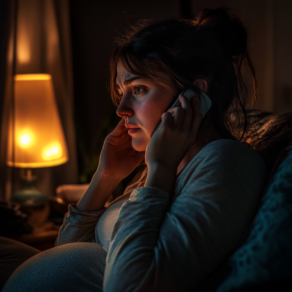 Une femme enceinte au téléphone | Source : Midjourney