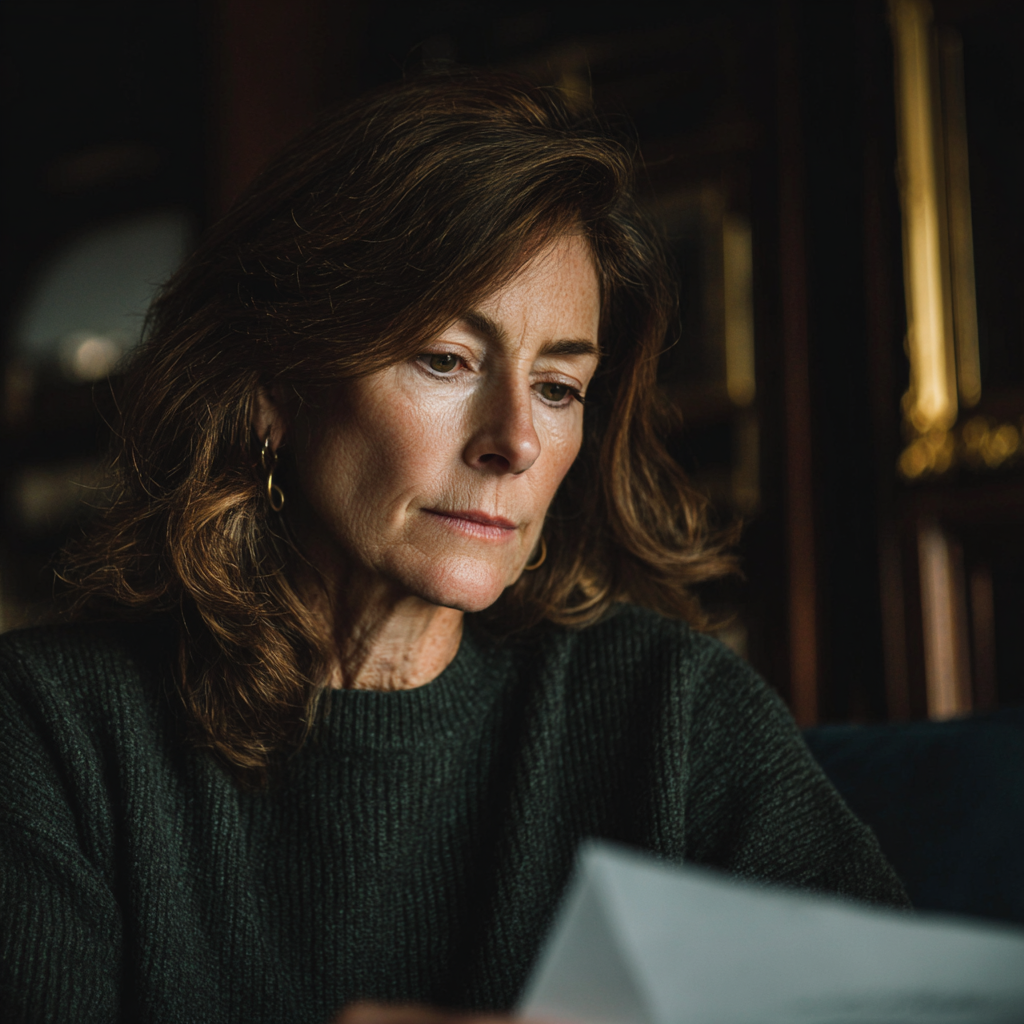 A woman reading a letter | Source: Midjourney