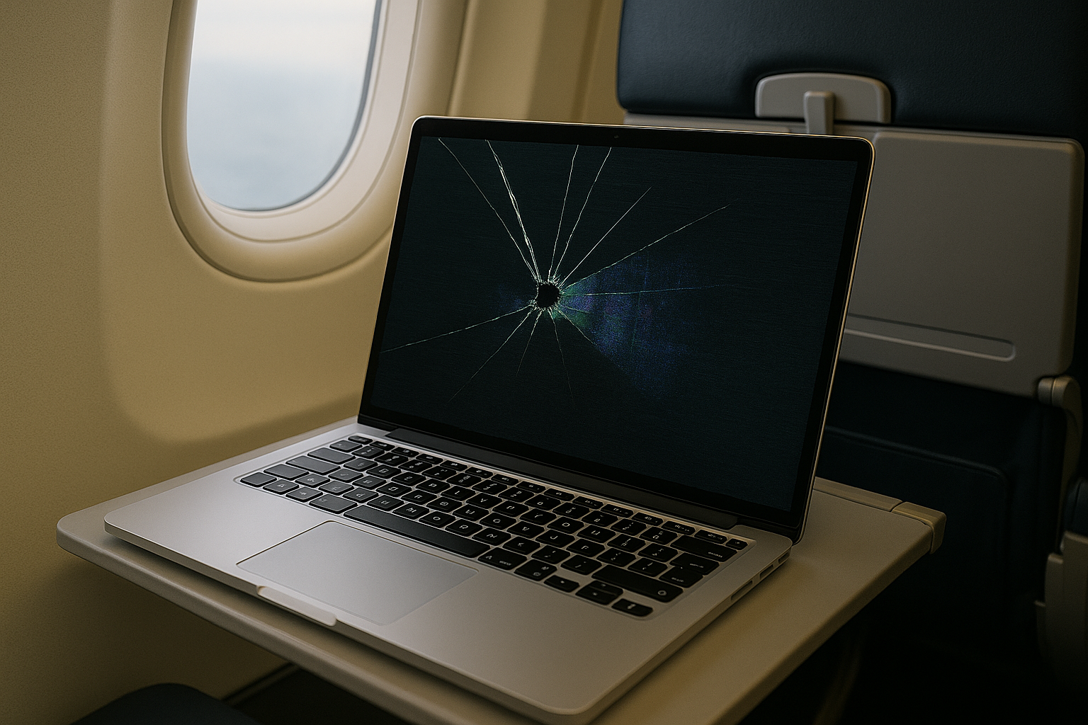 A laptop with a damaged screen | Source: DALL-E