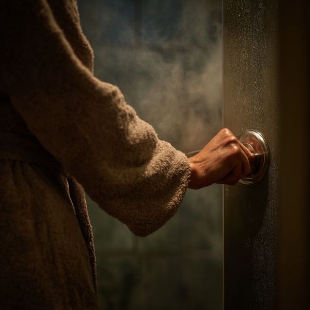 A woman opening a door | Source: Midjourney