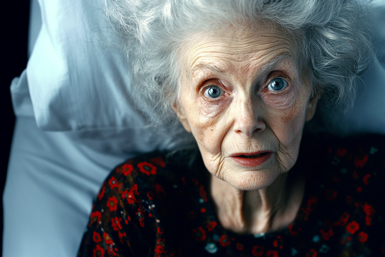 An elderly woman in a hospital bed | Source: Midjourney