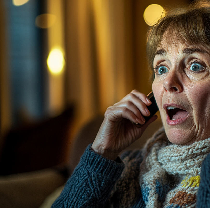 A woman speaking frantically on her phone | Source: Midjourney