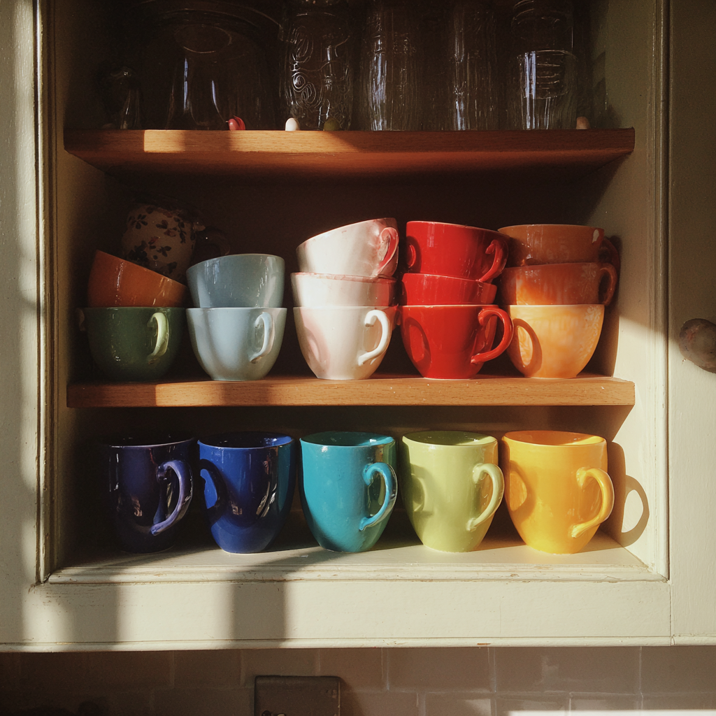 A mug cupboard in a kitchen | Source: Midjourney