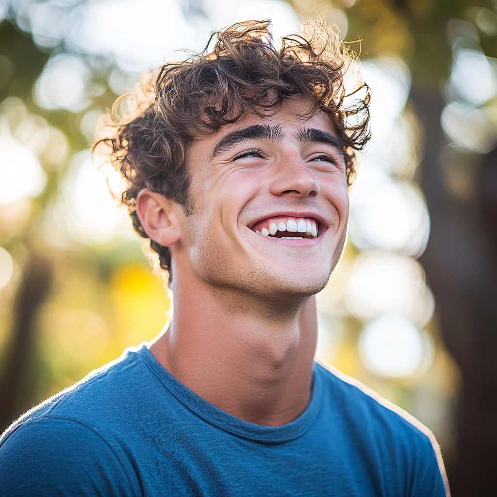 A young man laughing | Source: Midjourney