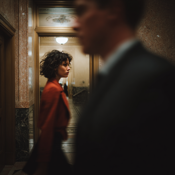 A woman walking past a man | Source: Midjourney