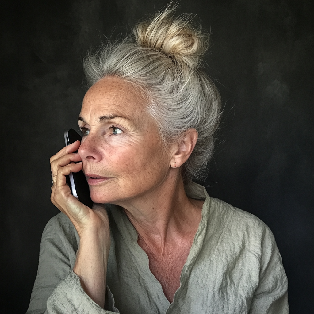 An older woman talking on the phone | Source: Midjourney