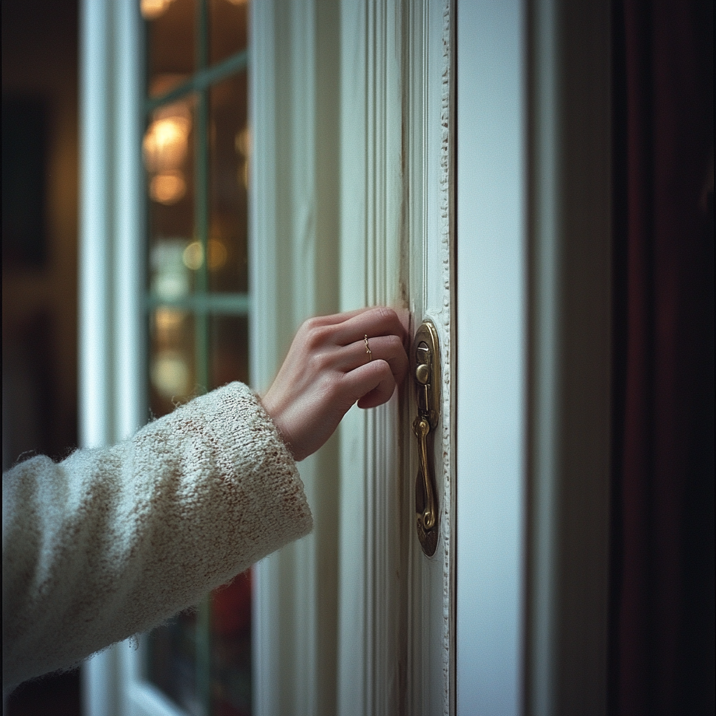 A woman knocking on a door | Source: Midjourney