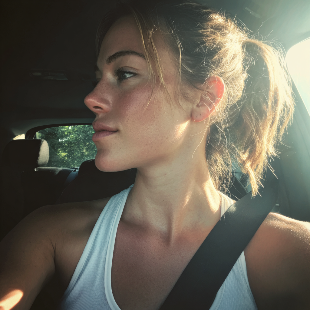A woman wearing a white tank top | Source: Midjourney