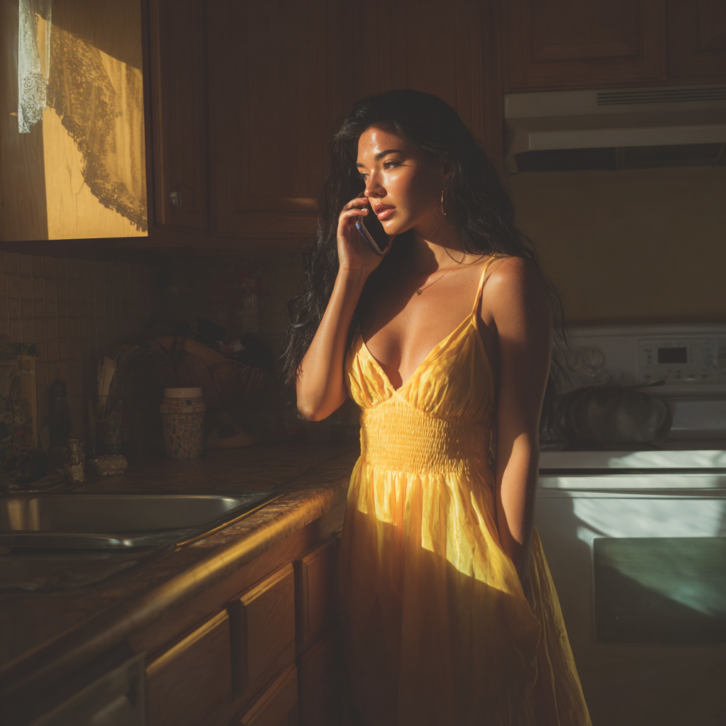 A woman talking on a cellphone | Source: Midjourney