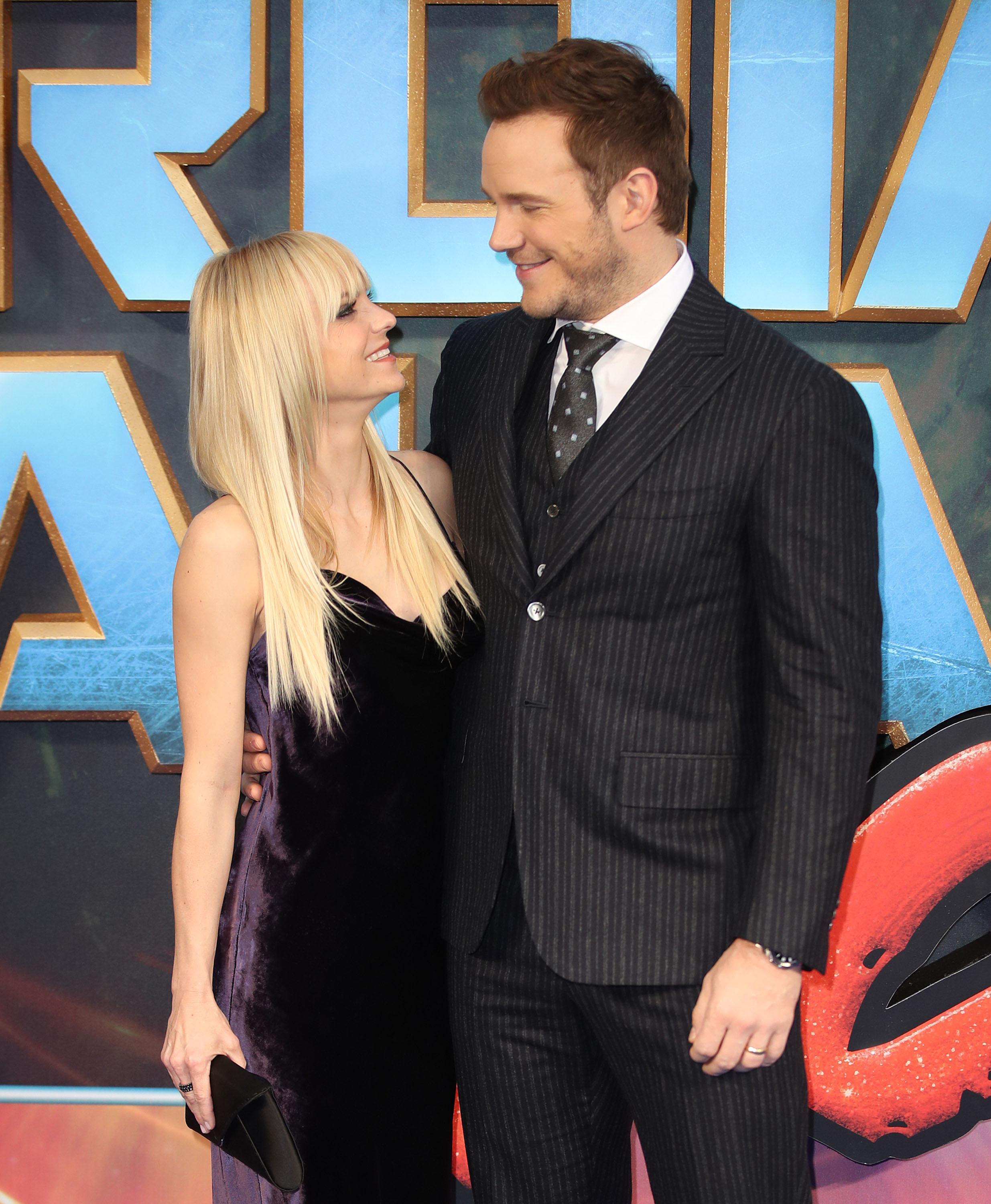 Anna Faris and Chris Pratt atthe European gala screening of "Guardians of the Galaxy Vol. 2" on April 24, 2017 in London, United Kingdom | Source: Getty Images