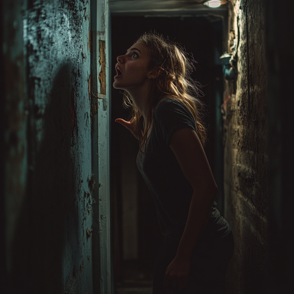 A woman shouting in the basement | Source: Midjourney