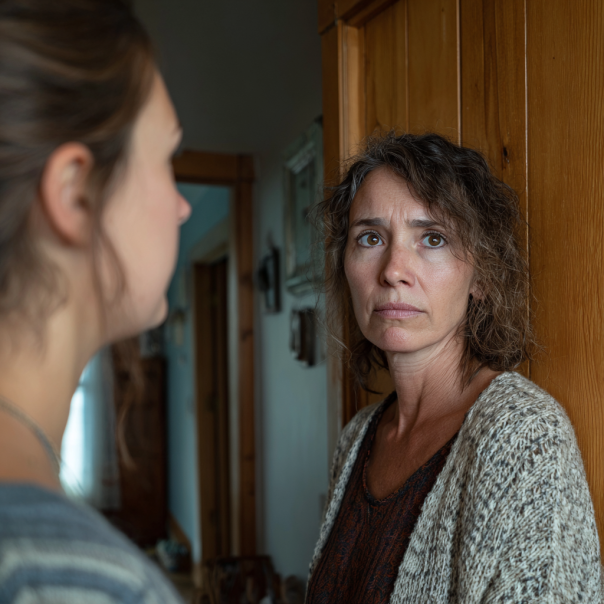 A stunned woman speaking to another | Source: Midjourney