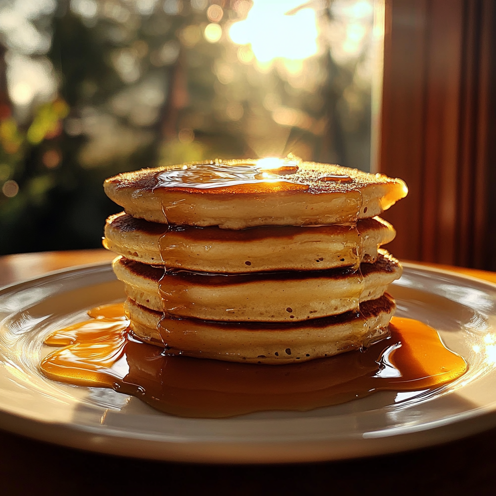 A stack of pancakes and syrup | Source: Midjourney