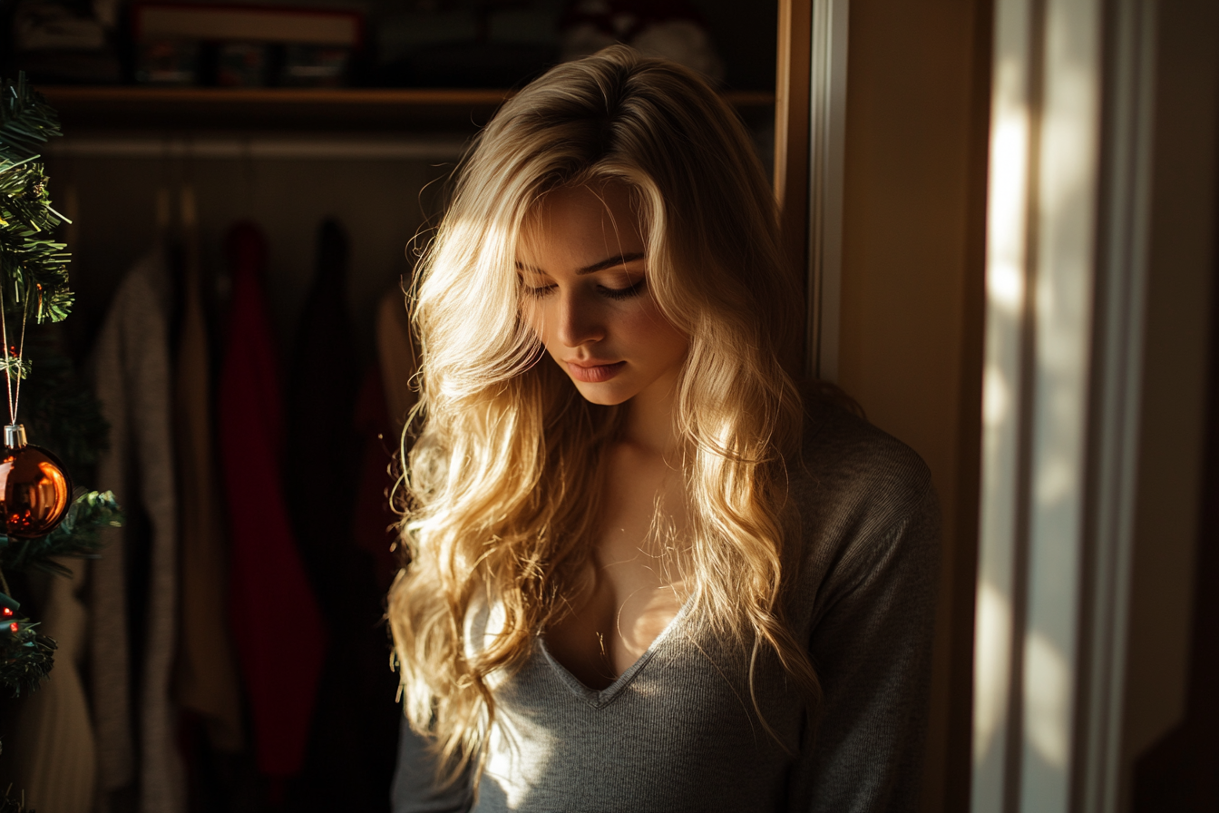 Woman going through her closet | Source: Midjourney