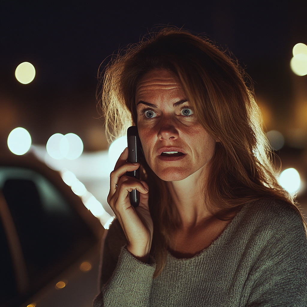 A shocked woman on a call | Source: Midjourney