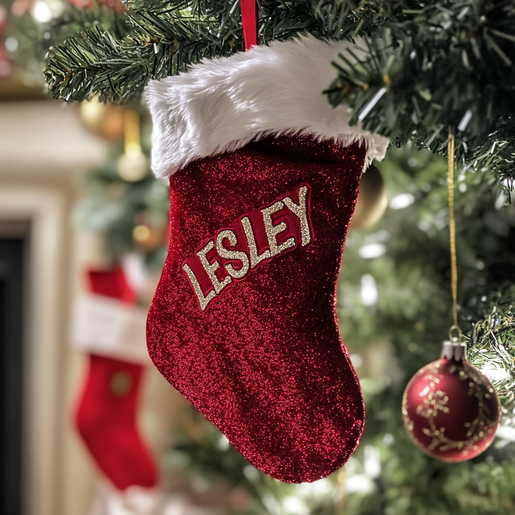 A Christmas stocking hung on a tree | Source: Midjourney