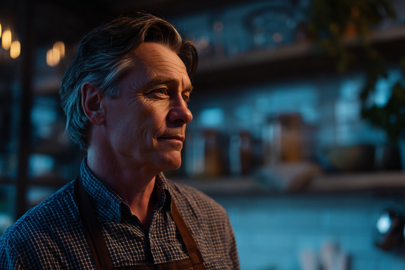 A man standing in a kitchen | Source: Midjourney