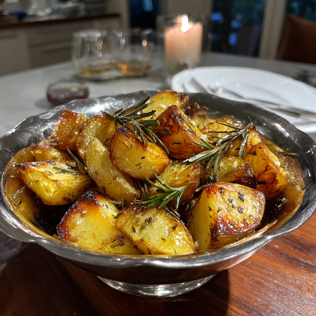 A bowl of roasted potatoes | Source: Midjourney