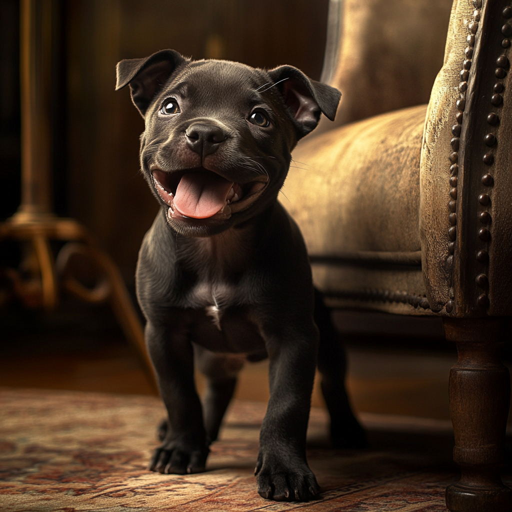 A cheerful Pitbull puppy all set to brighten the lives of his humans | Source: Midjourney