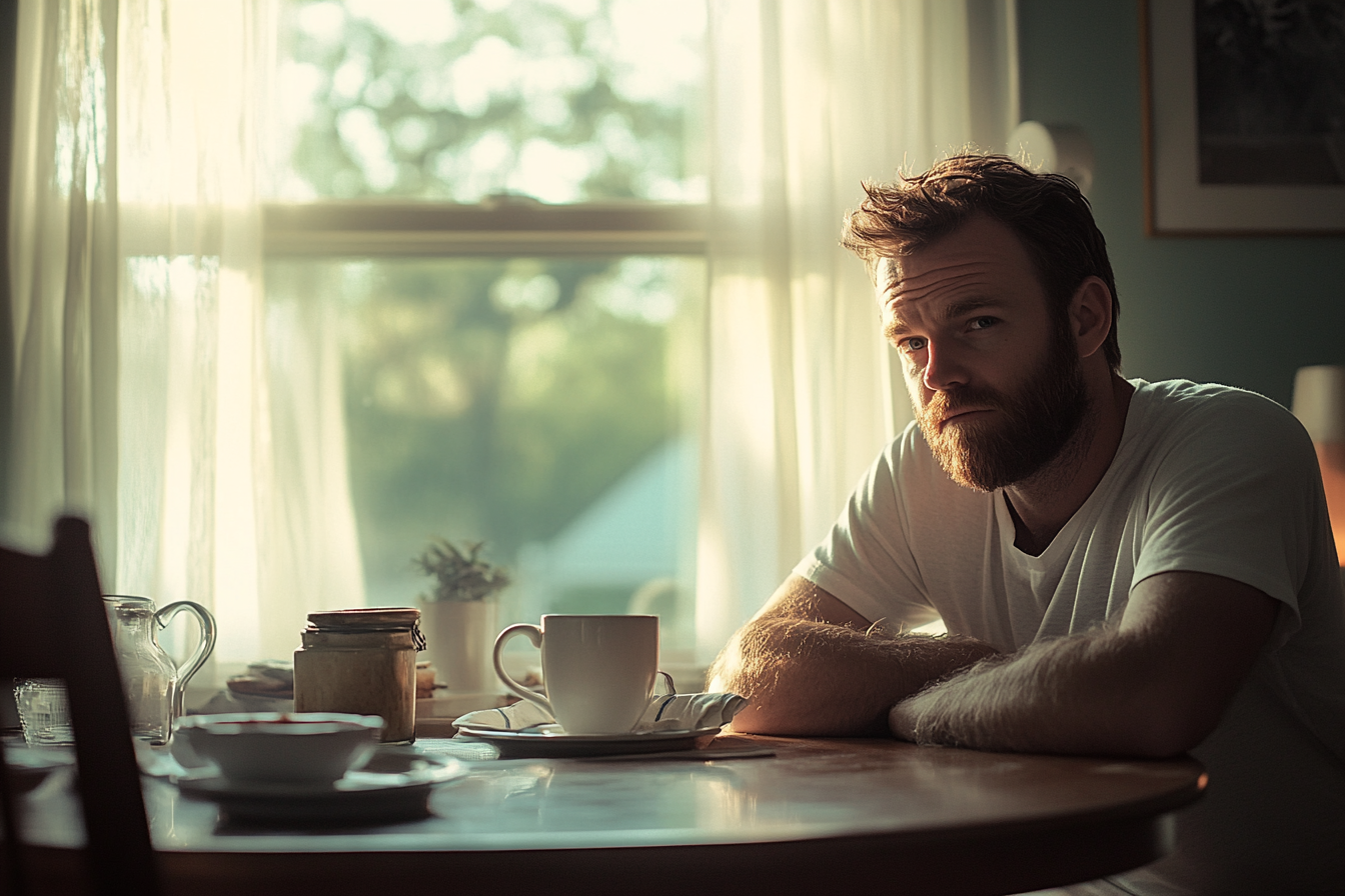 A man sitting at a breakfast table | Source: Midjourney