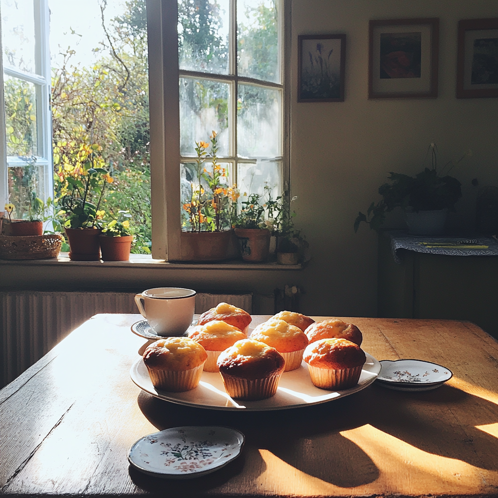 Muffins on a table | Source: Midjourney