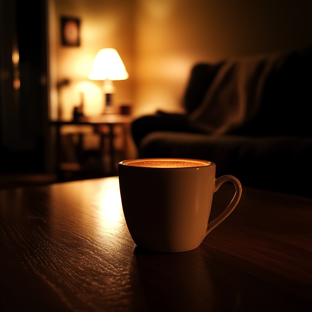 A cup of coffee on a coffee table | Source: Midjourney