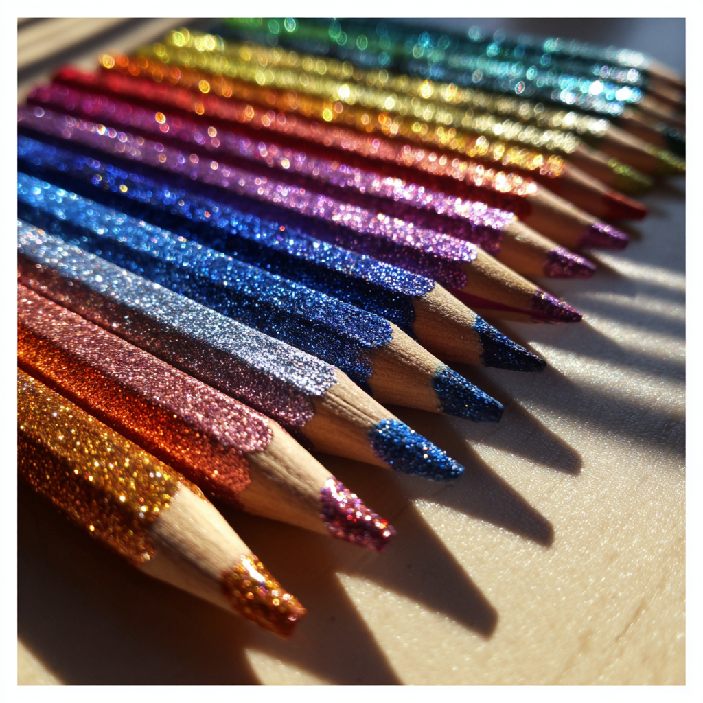 A pack of sparkly color pencils | Source: Midjourney