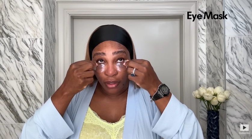 Serena Williams doing her skincare routine from a video dated April 24, 2024. | Source: YouTube/Vogue