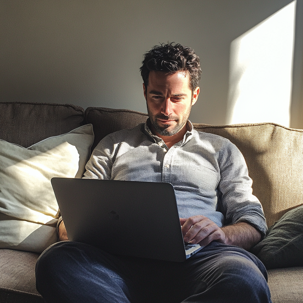 Un hombre usando su computadora portátil | Fuente: Midjourney