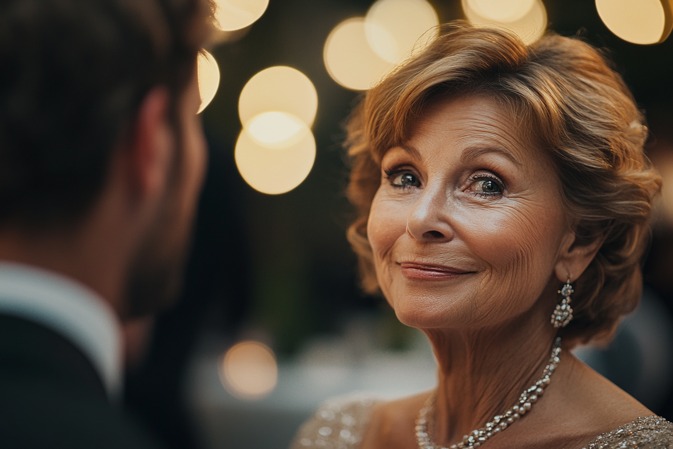 A woman smiling while talking to her son | Source: Midjourney