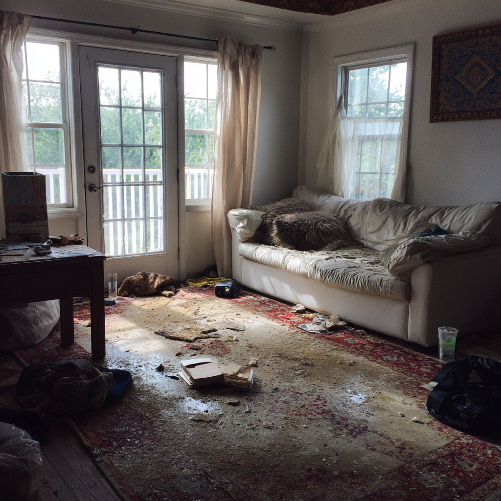 A wrecked living room | Source: Midjourney