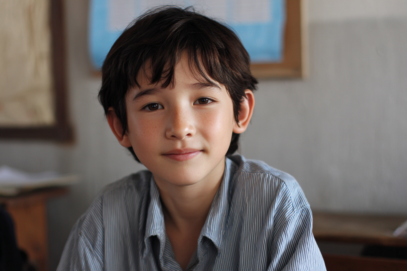 A boy looking straight ahead | Source: Midjourney