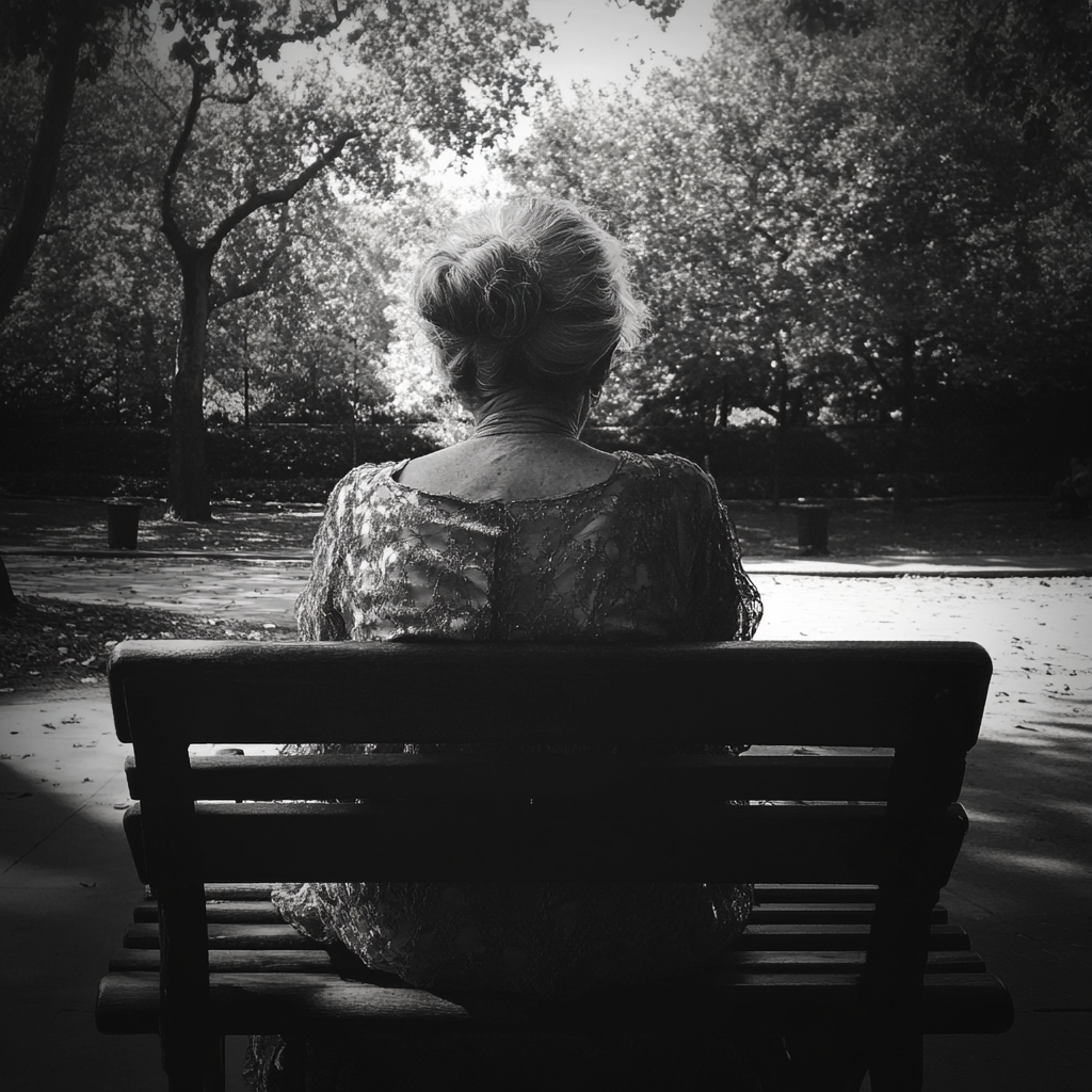 A woman sitting on a park bench | Source: Midjourney