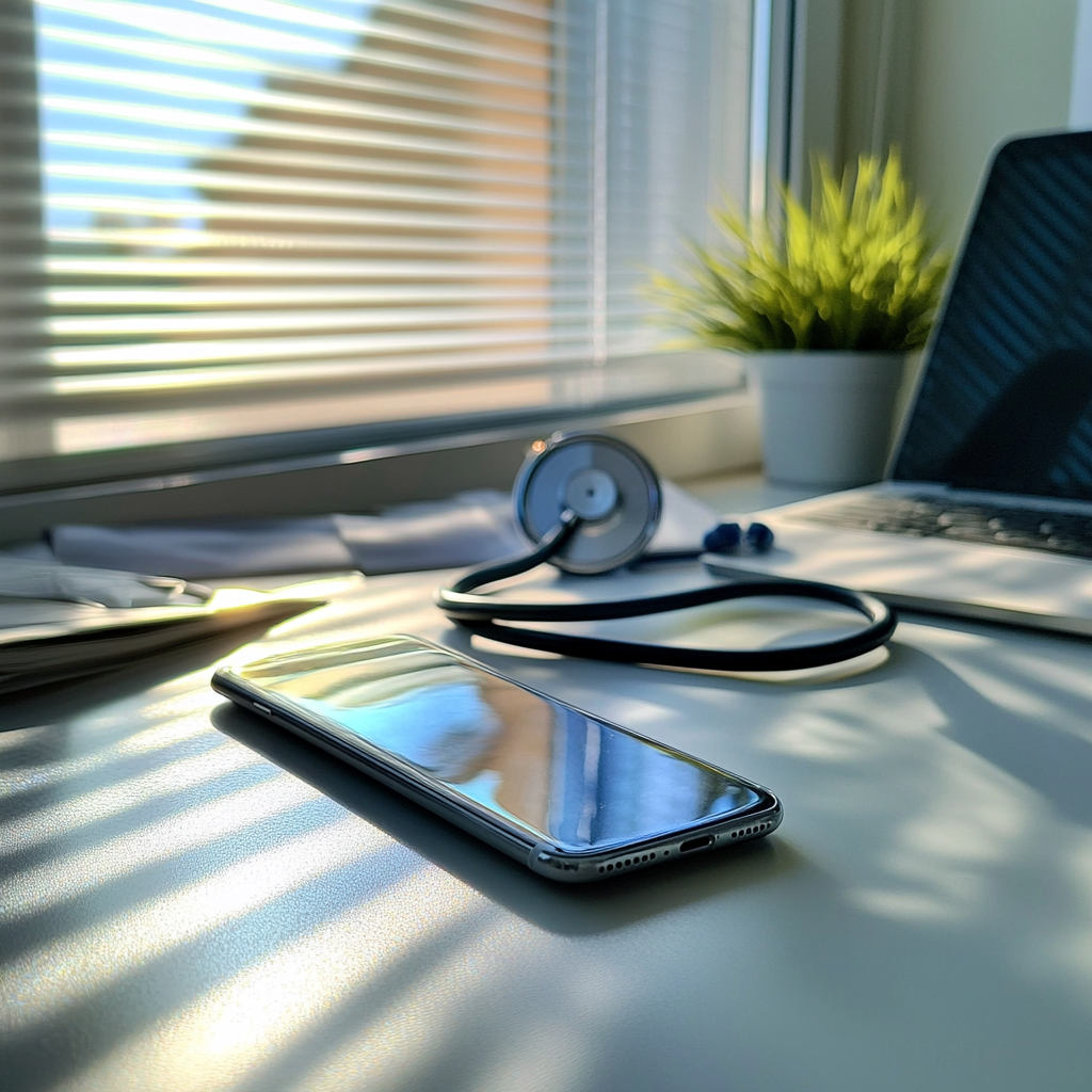 A phone on a desk | Source: Midjourney