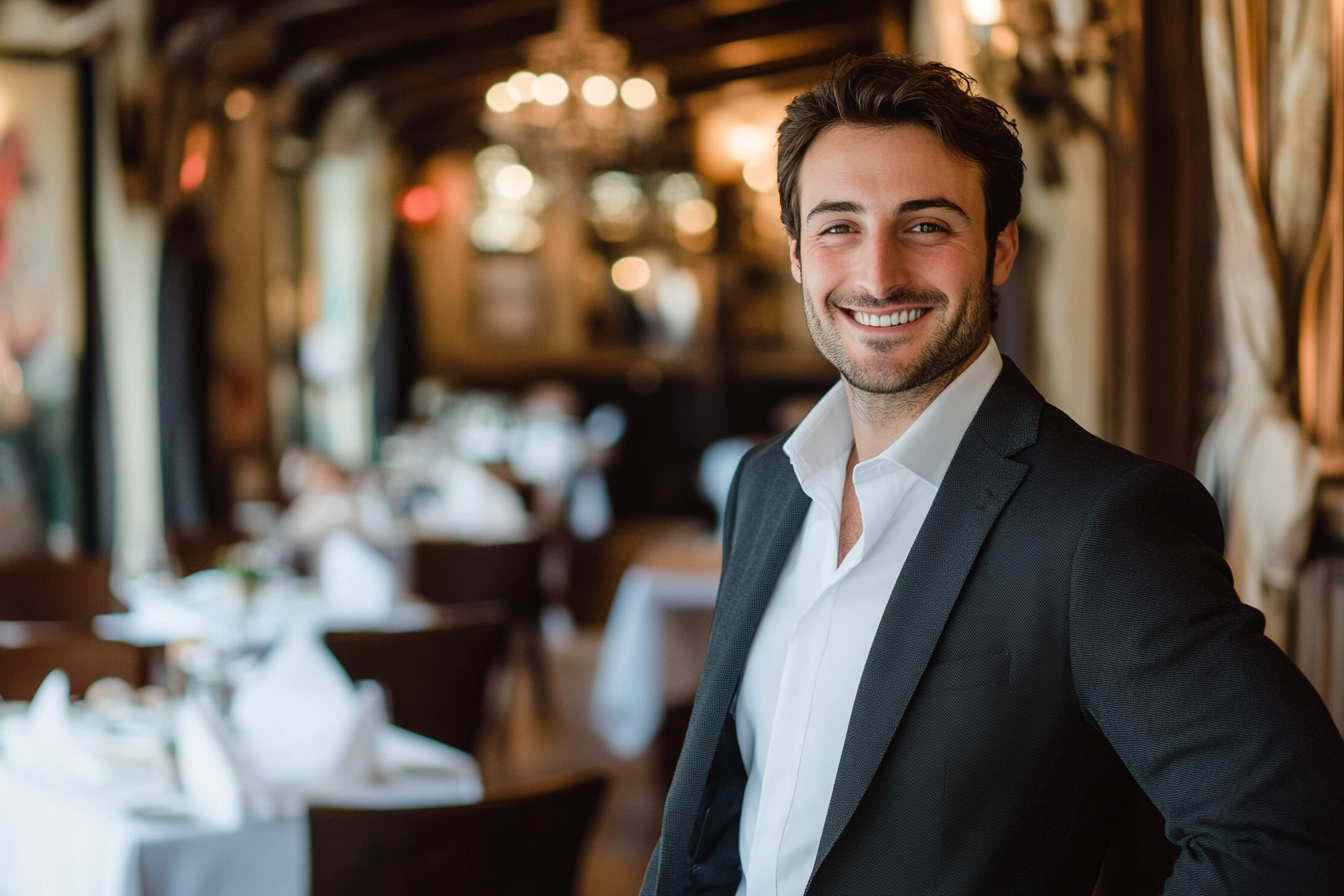 A smiling man in a restaurant | Source: Midjourney