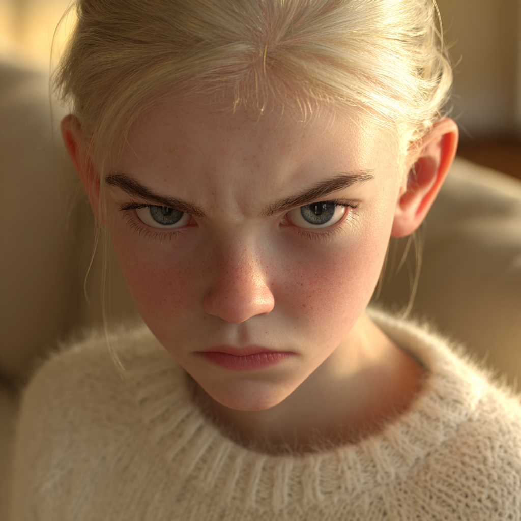 An angry girl frowning | Source: Midjourney