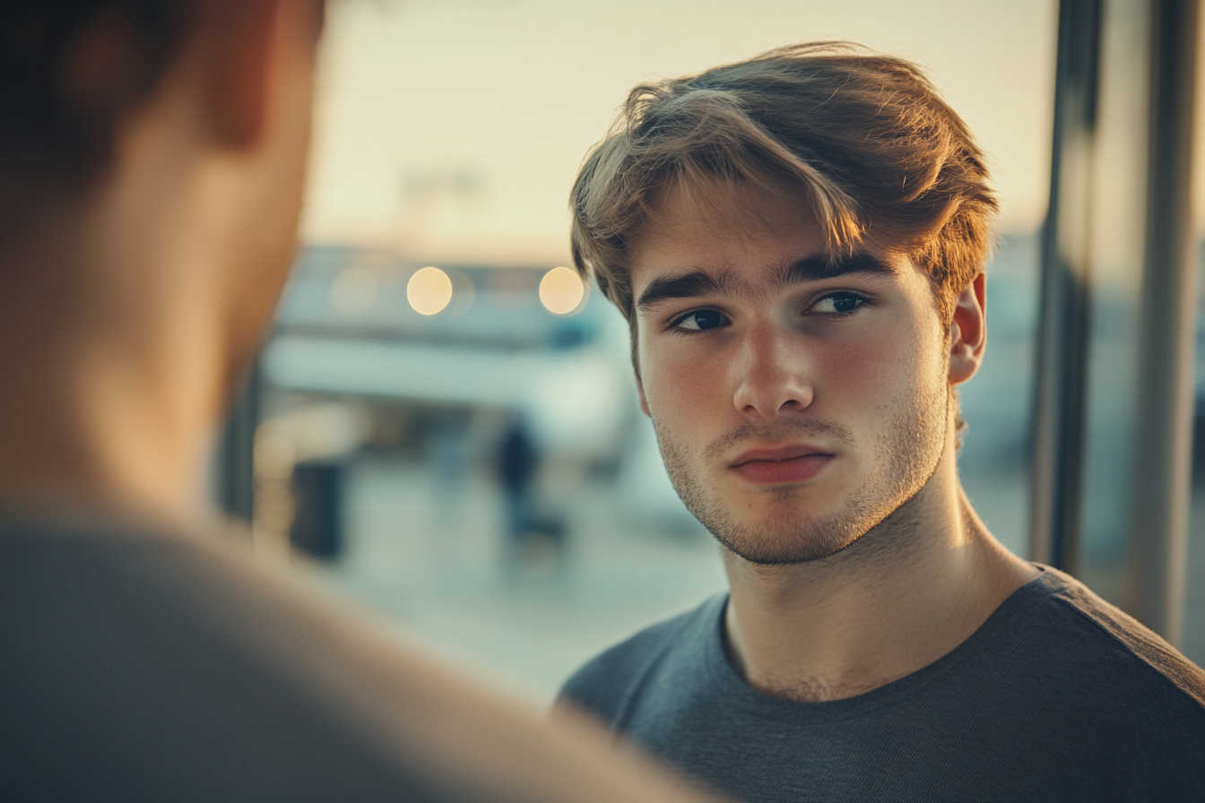 A man looking at his sister | Source: Midjourney